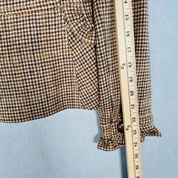 J Crew Blazer Womens Brown Wool Blend Houndstooth Jacket Ruffle - Picture 11 of 12